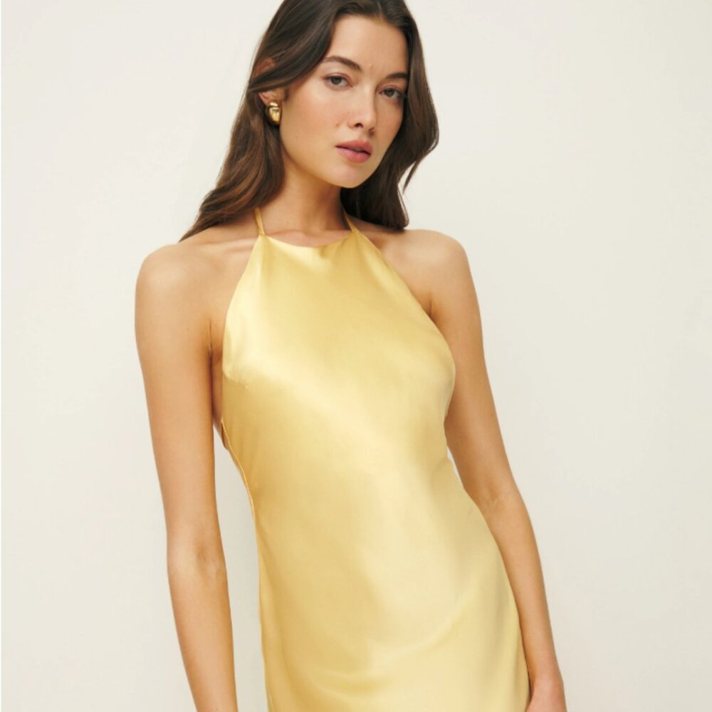 Reformation Jeany Silk Dress in Sunshine XSP NWT